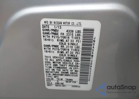 2013 Nissan Rogue S z USA, uszkodzony, nr VIN JN8AS5MT3DW523326